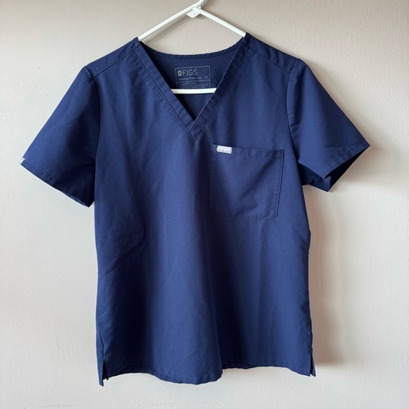 Figs Women’s Caterina One Pocket Scrub Top Navy Blue Size Medium - Picture 1 of 7
